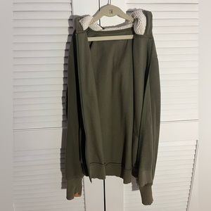 Green and Sherpa hood zip up